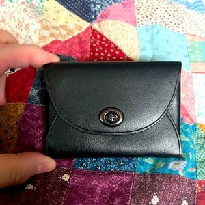 Coach Black Leather Turnlock Card Case- NWOT